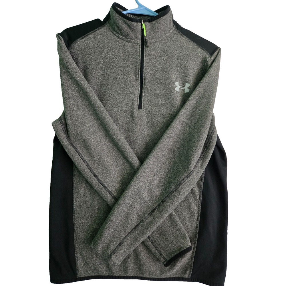 Under Armour ColdGear Mens Quarter Zip Pullover Gray Black 1259826-001 Small